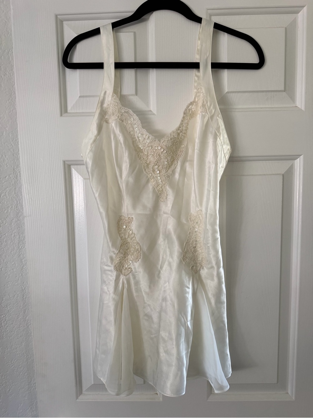 Victoria's Secret Ivory Satin Lace-Trim Slip